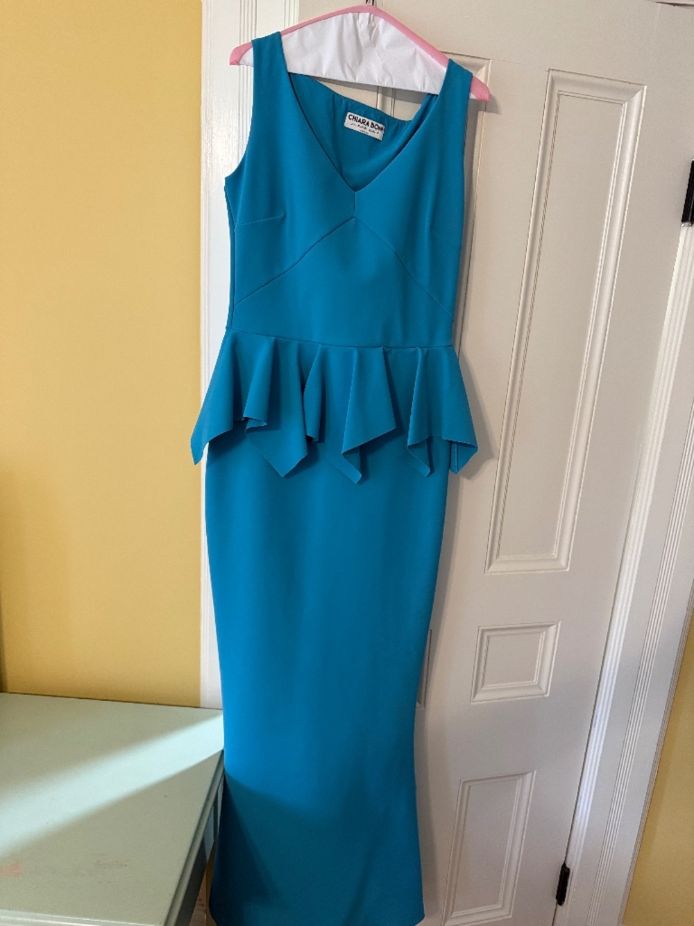 Chaira Boni Teal Peplum Gown